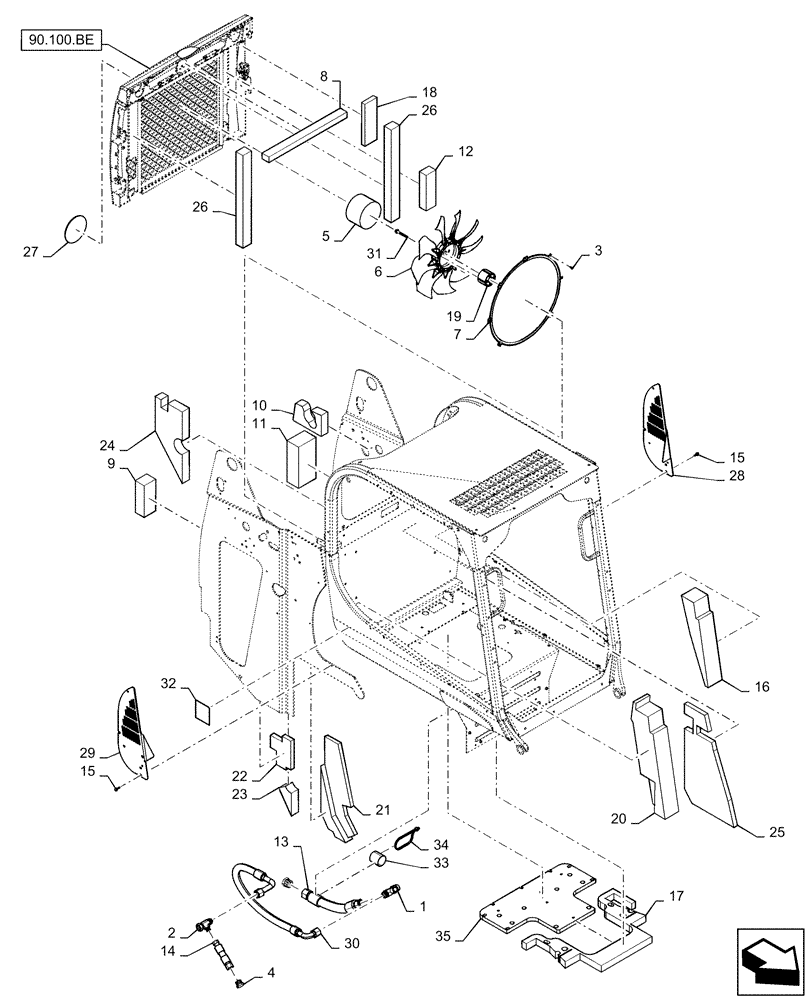 Схема запчастей Case TR270 - (90.105.CU[02]) - INSULATION, SOUNDPROOFING, OPEN CAB, EURO (90) - PLATFORM, CAB, BODYWORK AND DECALS