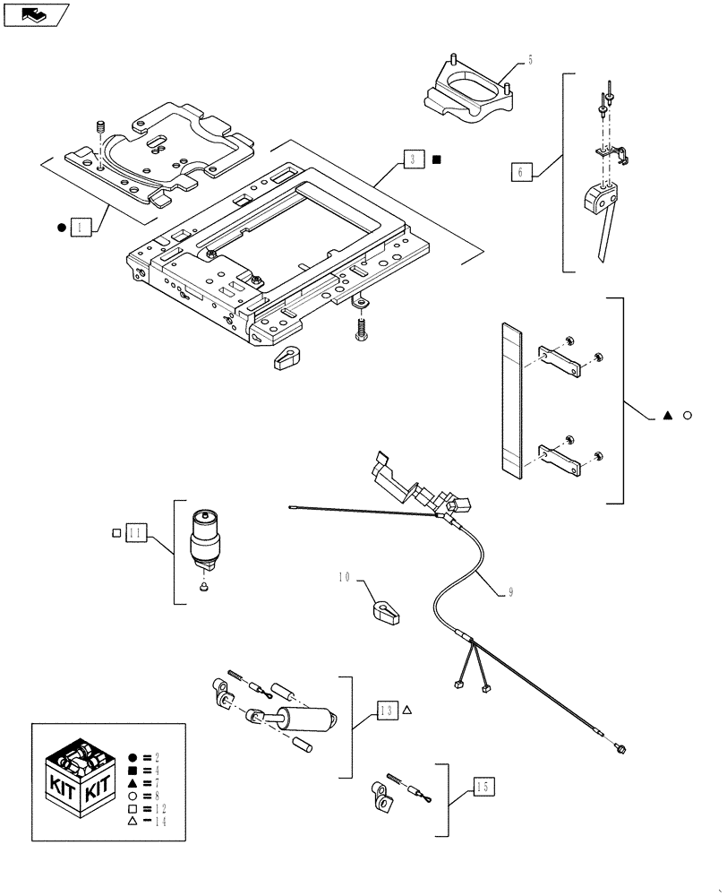 Схема запчастей Case 921F - (90.124.AN) - PNEUMATIC SEAT ASSEMBLY SUSPENSION (90) - PLATFORM, CAB, BODYWORK AND DECALS