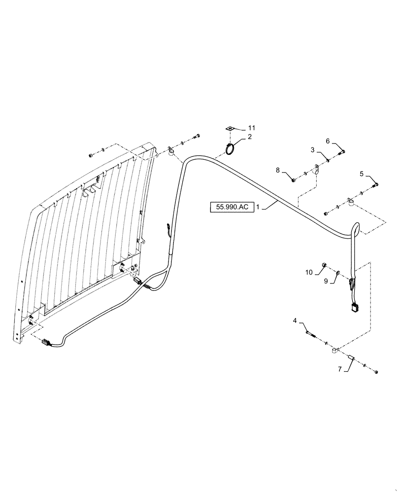 Схема запчастей Case 921F - (90.100.AU) - HOOD WIRE HARNESS INSTALLATION (90) - PLATFORM, CAB, BODYWORK AND DECALS