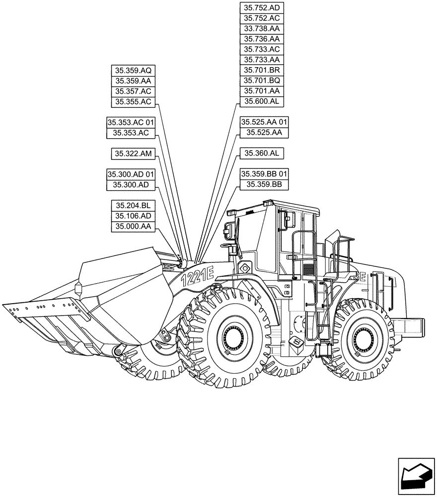 Схема запчастей Case 1221F - (00.000.35) - PICTORIAL INDEX - HYDRAULIC SYSTEMS (00) - GENERAL & PICTORIAL INDEX