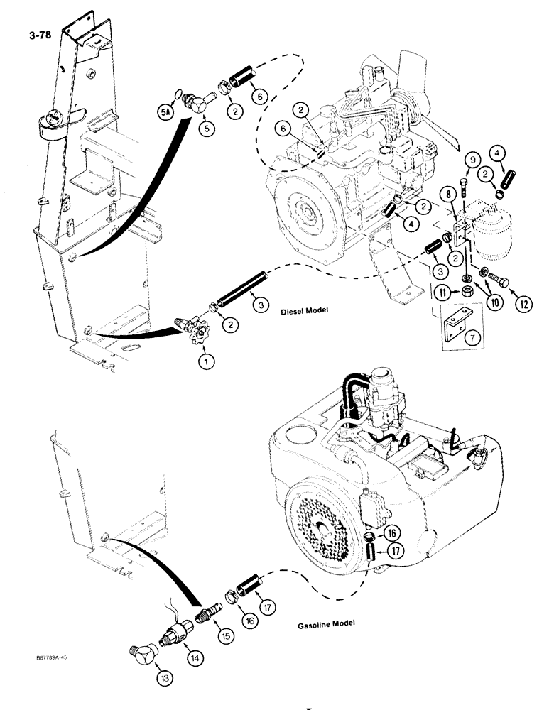 Схема запчастей Case 1818 - (3-078) - FUEL LINES TO ENGINE (03) - FUEL SYSTEM