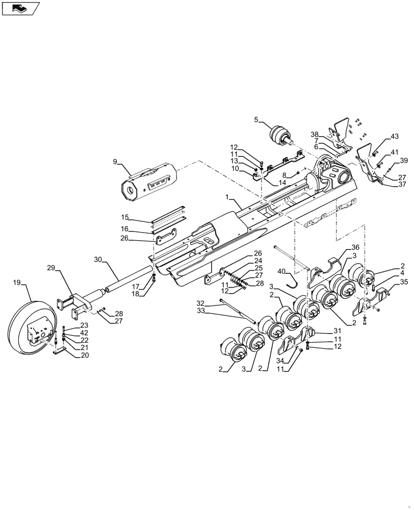 Схема запчастей Case 2050M XLT - (48.138.AB[03]) - UNDERCARRIAGE FRAME XLT, LGP (48) - TRACKS & TRACK SUSPENSION
