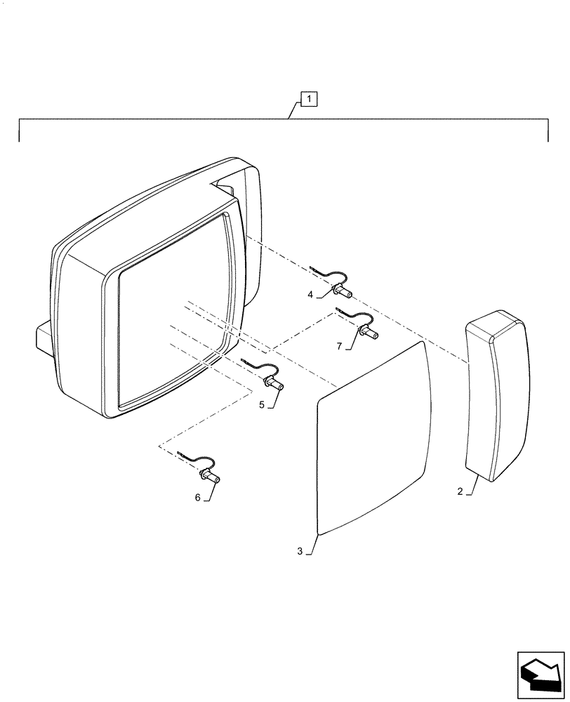 Схема запчастей Case 921F - (55.404.AQ[02]) - FRONT LIGHT ASSEMBLY (55) - ELECTRICAL SYSTEMS