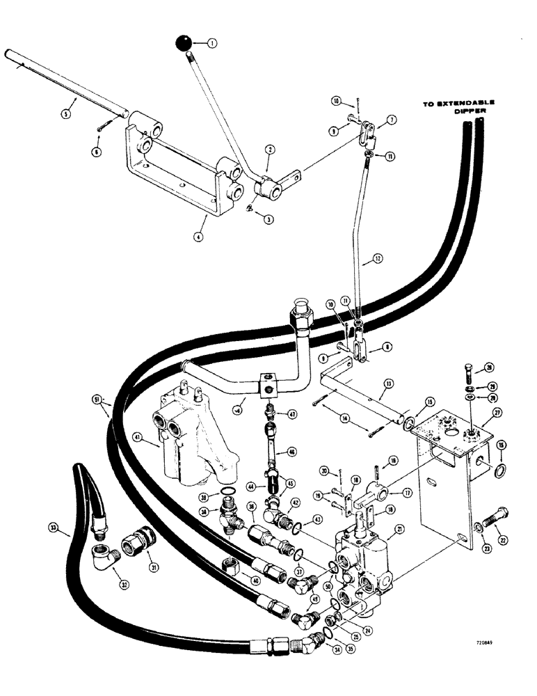 Схема запчастей Case 35 - (222) - HYDRAULICS EXTENDAHOE-4 WITH CASE, AND CESSNA CONTROL VALVES-STARTING W/NO.5251151 