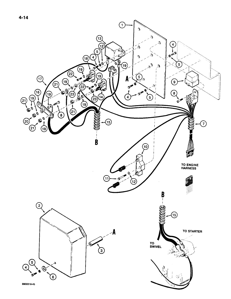 Схема запчастей Case 1085C - (4-14) - RELAY PANEL AND HARNESS (04) - ELECTRICAL SYSTEMS
