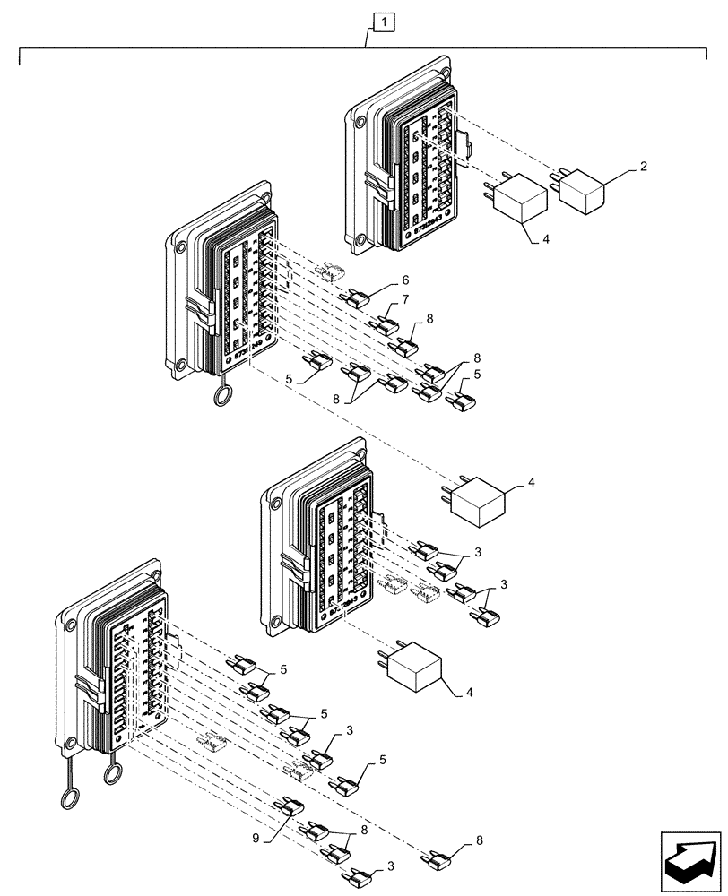 Схема запчастей Case 921F - (55.510.AF[01]) - CAB MAIN WIRE HARNESS FUSE AND RELAYS (55) - ELECTRICAL SYSTEMS
