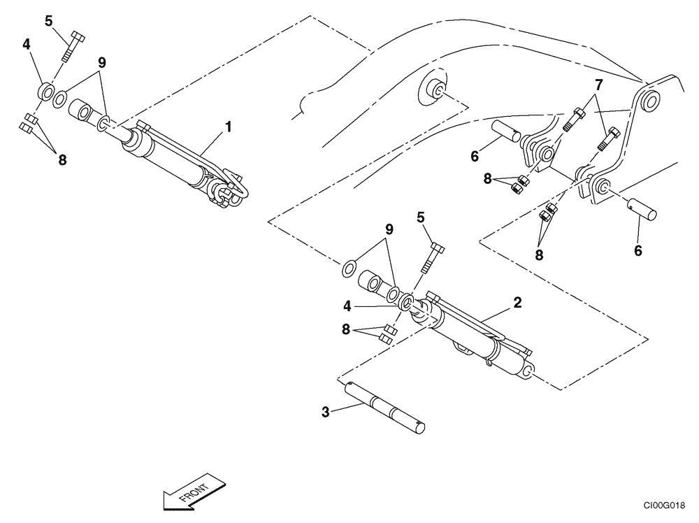 Схема запчастей Case CX225SR - (08-13) - HYDRAULICS - BOOM CYLINDER, MODELS WITHOUT LOAD HOLD (08) - HYDRAULICS