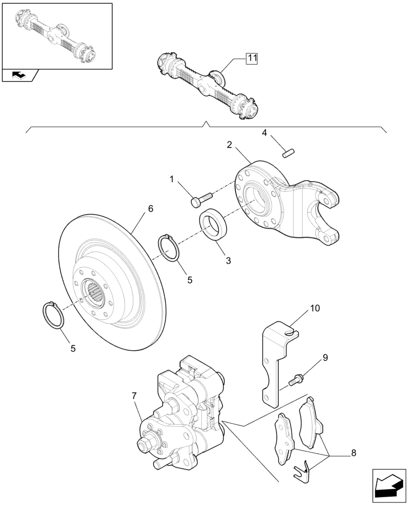 Схема запчастей Case 321E - (076/01[08A]) - 20 / 35 KM/H (HIGH SPEED) FRONT RIGID AXLE: SERVICE BRAKE (04) - FRONT AXLE