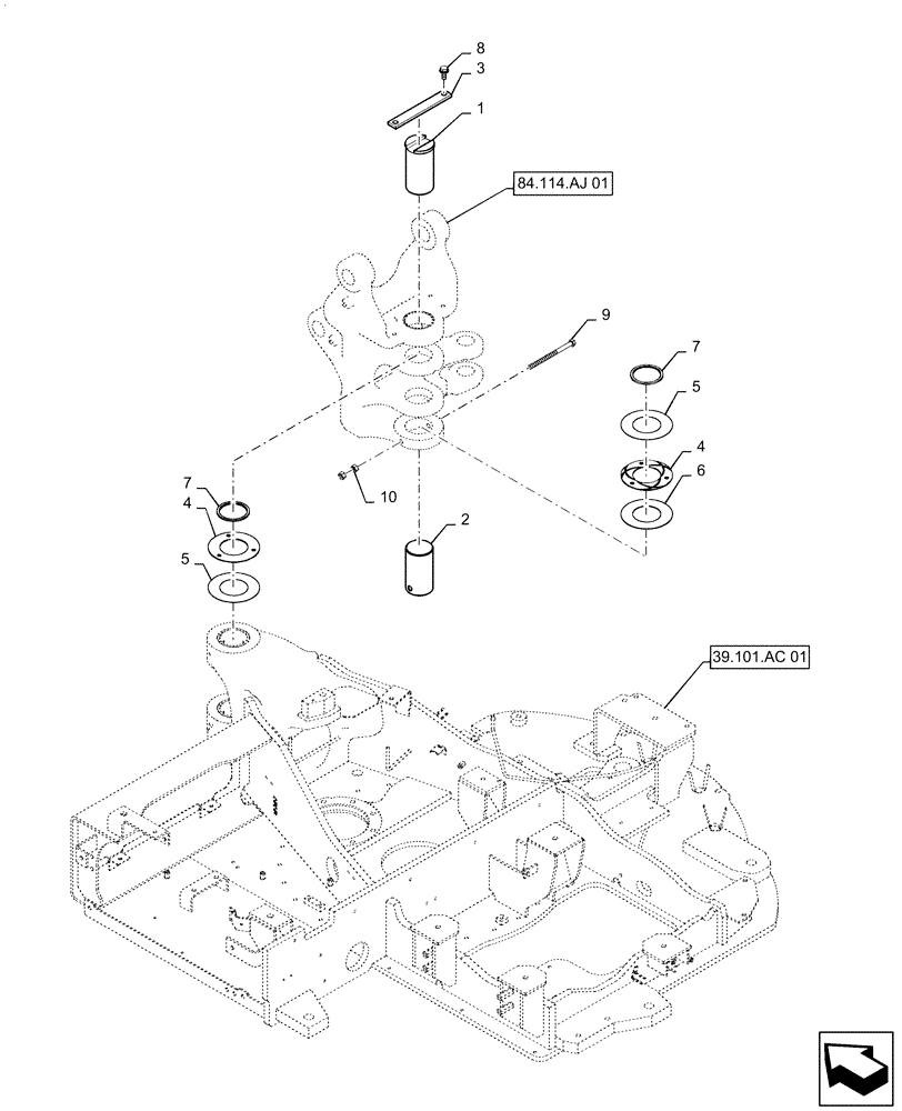 Схема запчастей Case CX55B - (84.114.AJ[02]) - SWING CARRIAGE, BRACKET (84) - BOOMS, DIPPERS & BUCKETS