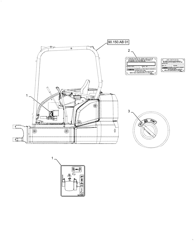 Схема запчастей Case CX55B - (90.108.AC[06]) - CAUTION DECAL, CANOPY (90) - PLATFORM, CAB, BODYWORK AND DECALS