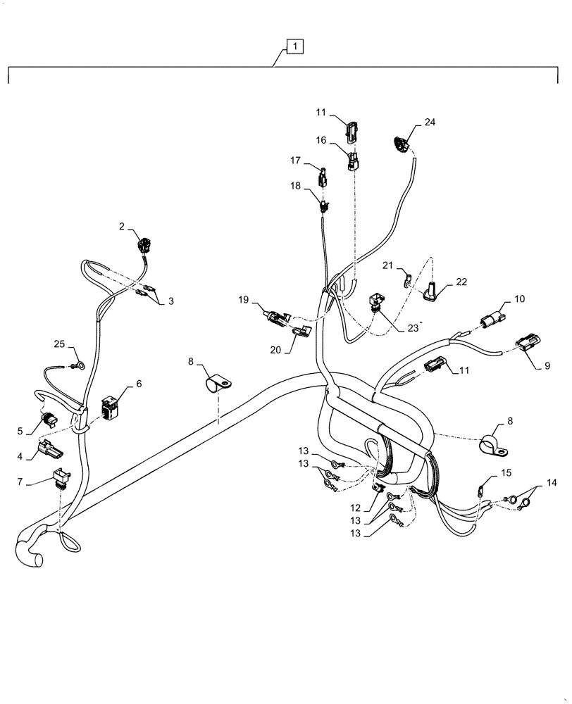 Схема запчастей Case 921F - (55.015.AB[03]) - ENGINE AND REAR CHASSIS HARNESS ASSEMBLY (55) - ELECTRICAL SYSTEMS