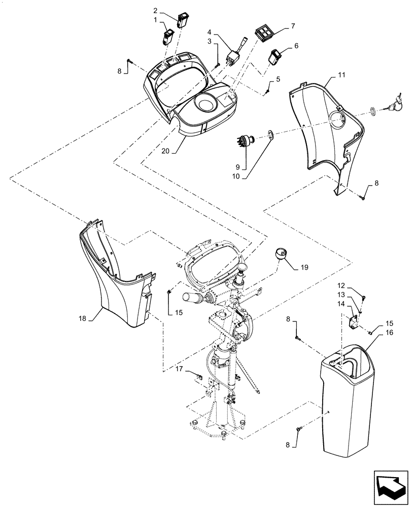 Схема запчастей Case 921F - (41.101.AC) - STEERING HOUSING AND COVERS (41) - STEERING