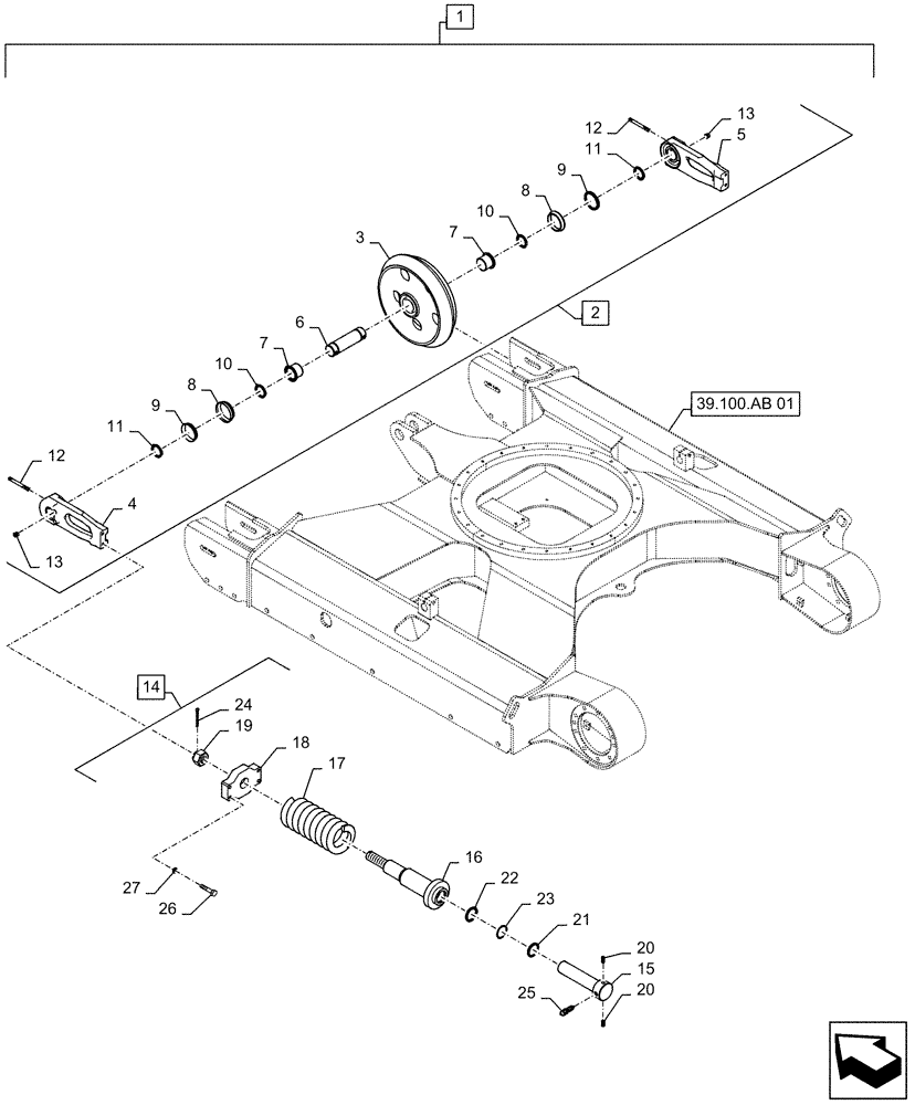 Схема запчастей Case CX55B - (48.134.AA[01]) - IDLER, ASSY (48) - TRACKS & TRACK SUSPENSION