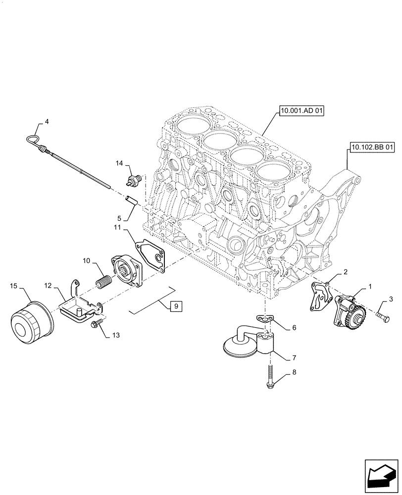 Схема запчастей Case CX55B - (10.304.AC[01]) - LUB OIL SYSTEM (10) - ENGINE