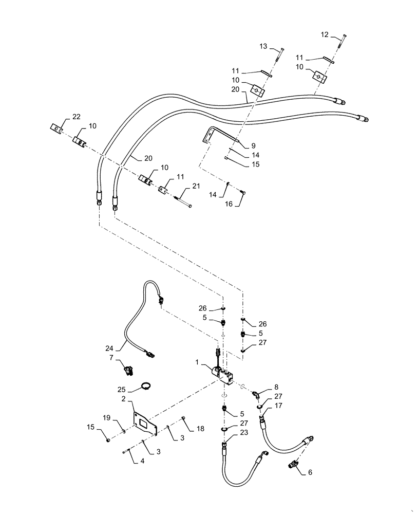 Схема запчастей Case 921F - (35.701.AD) - COUPLER SOLENOID LINE INSTALLATION, XR/LR (35) - HYDRAULIC SYSTEMS