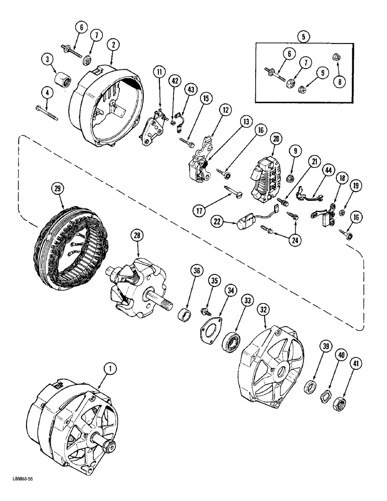 Схема запчастей Case W36 - (3-86) - A167152 ALTERNATOR, 40 AMPERE - 24 VOLT (03) - FUEL SYSTEM
