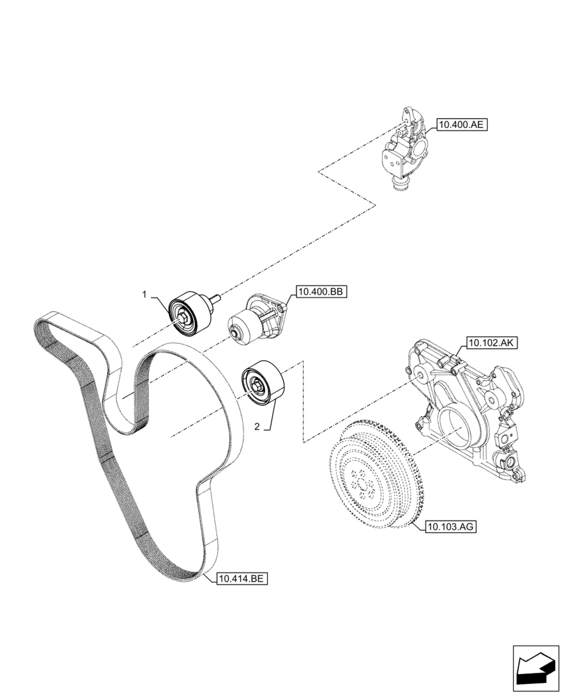 Схема запчастей Case F4HFE613T B006 - (10.414.AE) - BELT TENSIONER (10) - ENGINE
