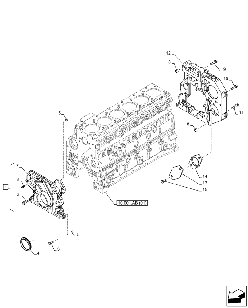 Схема запчастей Case F4HFE613T B005 - (10.102.AK) - CRANKCASE, COVER (10) - ENGINE