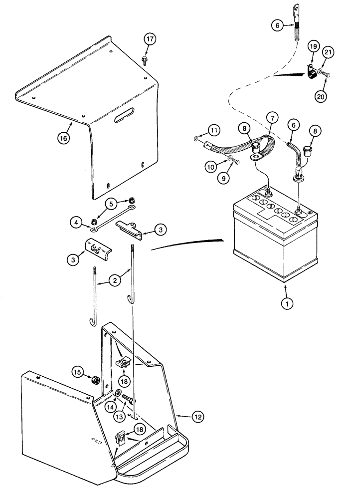 Схема запчастей Case 460 - (4-08) - BATTERY, MOUNTING, AND CABLES (04) - ELECTRICAL SYSTEMS