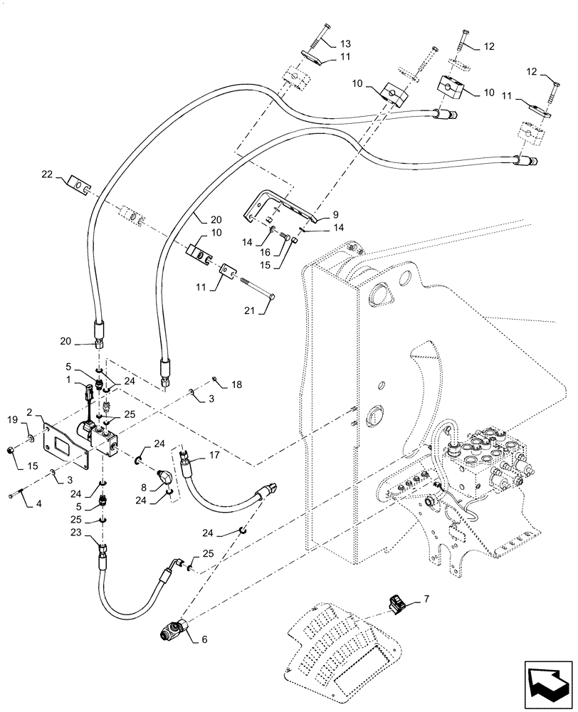 Схема запчастей Case 921F - (35.701.AD) - COUPLER SOLENIOD LINE INSTALLATION, Z-BAR (35) - HYDRAULIC SYSTEMS