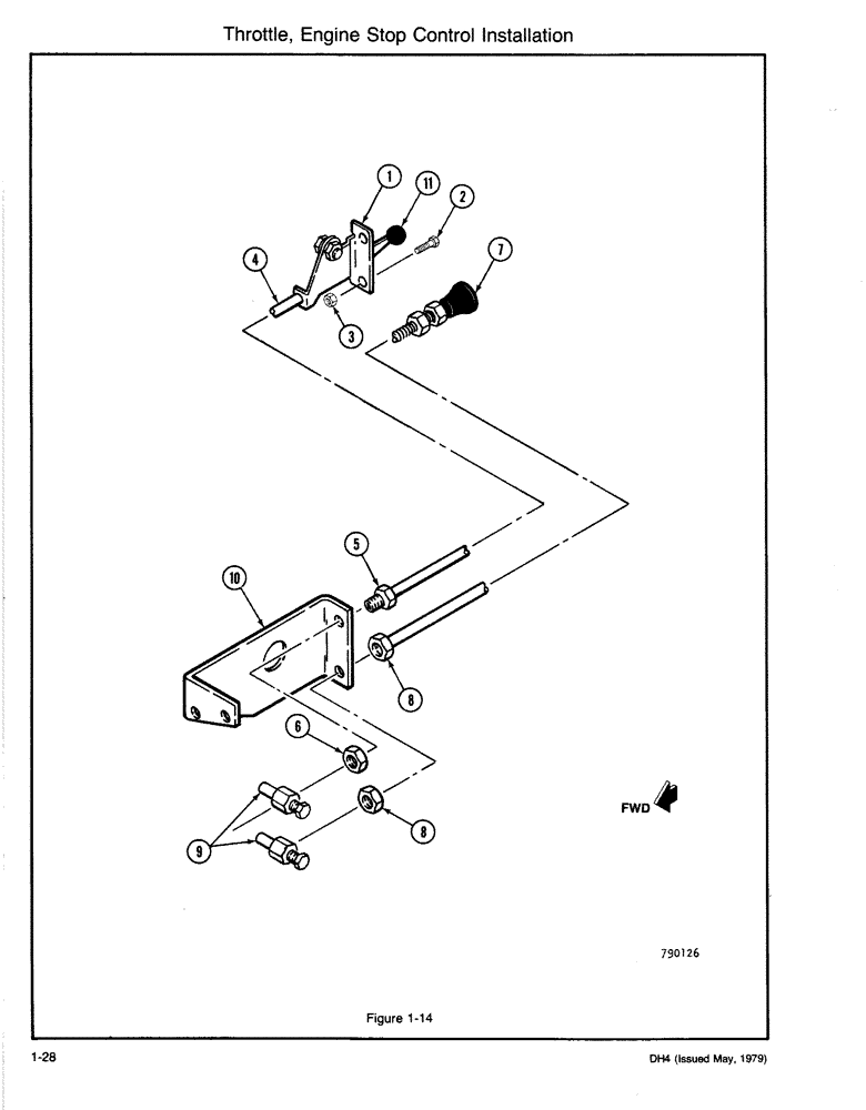 Схема запчастей Case DH4 - (1-28) - THROTTLE, ENGINE STOP CONTROL INSTALLATION (10) - ENGINE