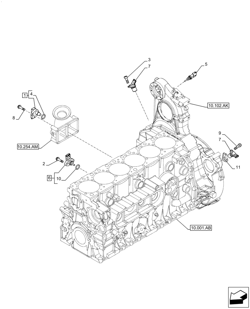 Схема запчастей Case F2CFA614A E010 - (55.015.AC) - ENGINE, SENSOR (55) - ELECTRICAL SYSTEMS