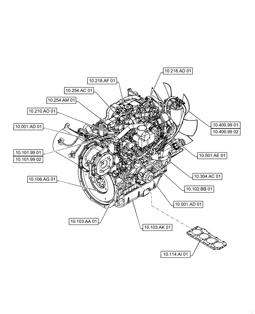 Схема запчастей Case CX55B - (00.000.10[02]) - PICTORIAL INDEX - ENGINE (00) - GENERAL & PICTORIAL INDEX