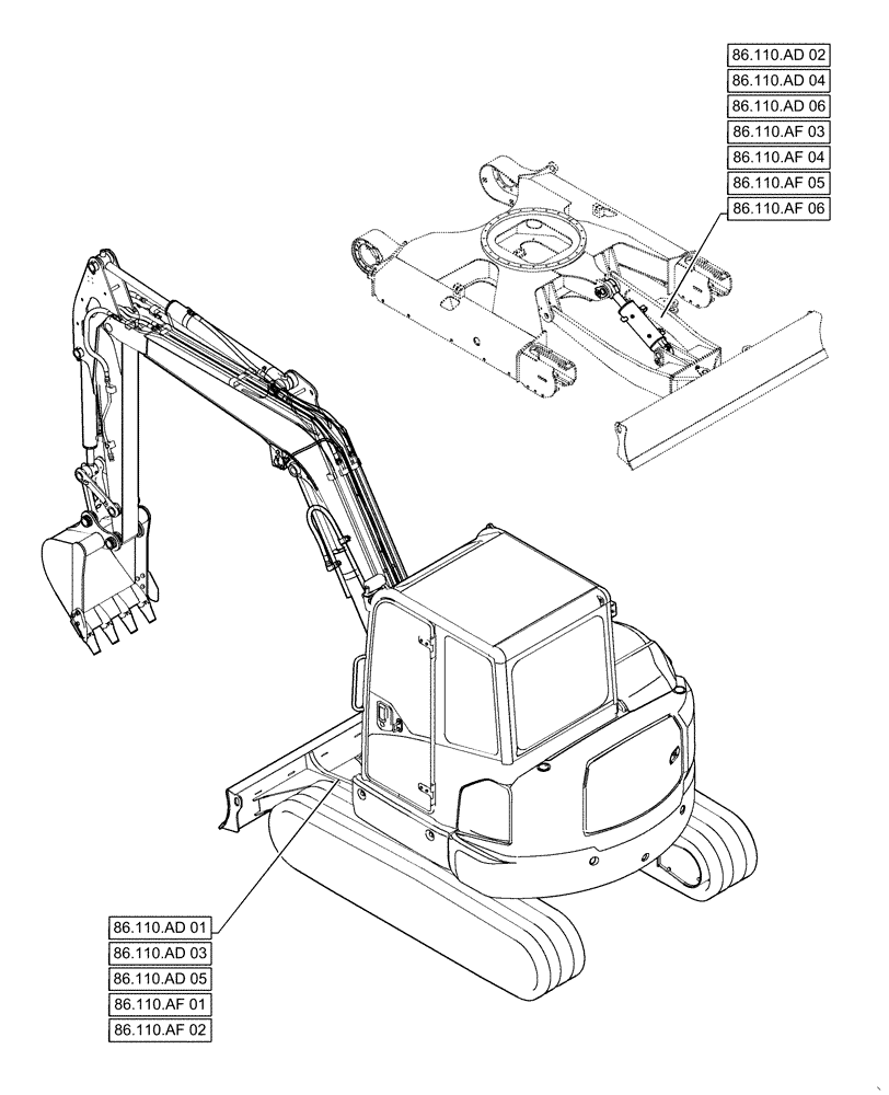 Схема запчастей Case CX55B - (00.000.86[01]) - PICTORIAL INDEX - DOZER ASSY (00) - GENERAL & PICTORIAL INDEX