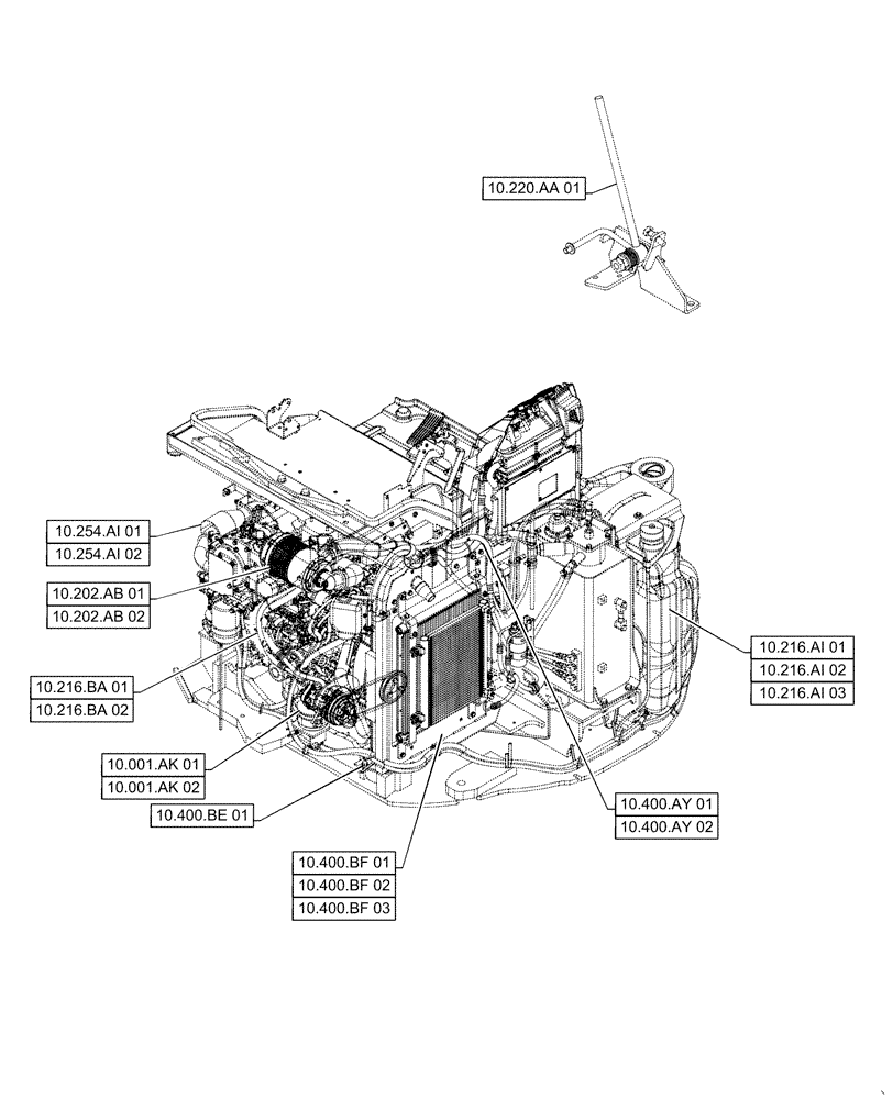 Схема запчастей Case CX55B - (00.000.10[01]) - PICTORIAL INDEX - ENGINE (00) - GENERAL & PICTORIAL INDEX