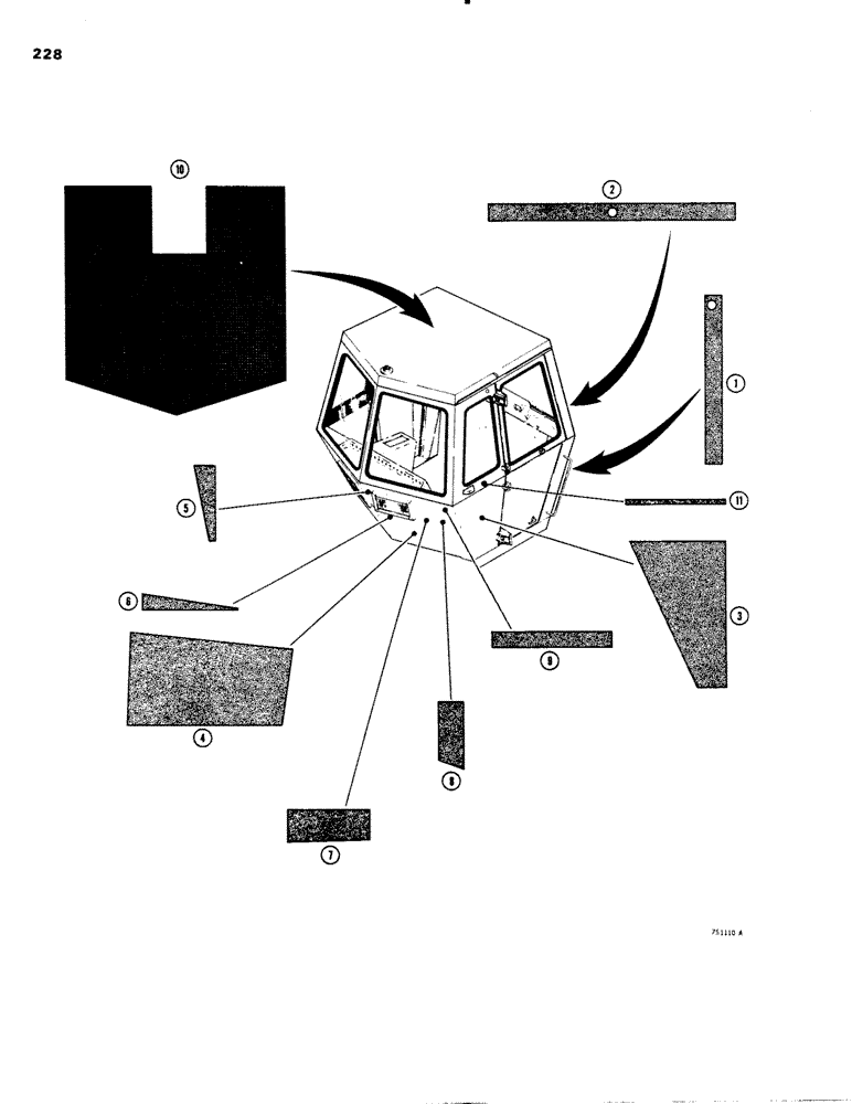 Схема запчастей Case W20 - (228) - NOISE CONTROL PADS (09) - CHASSIS