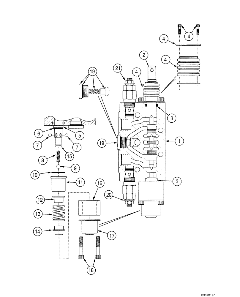 Схема запчастей Case 570NXT - (37.110.AC[06]) - 3 POINT HITCH, CONTROL VALVE SECTION (37) - HITCHES, DRAWBARS & IMPLEMENT COUPLINGS