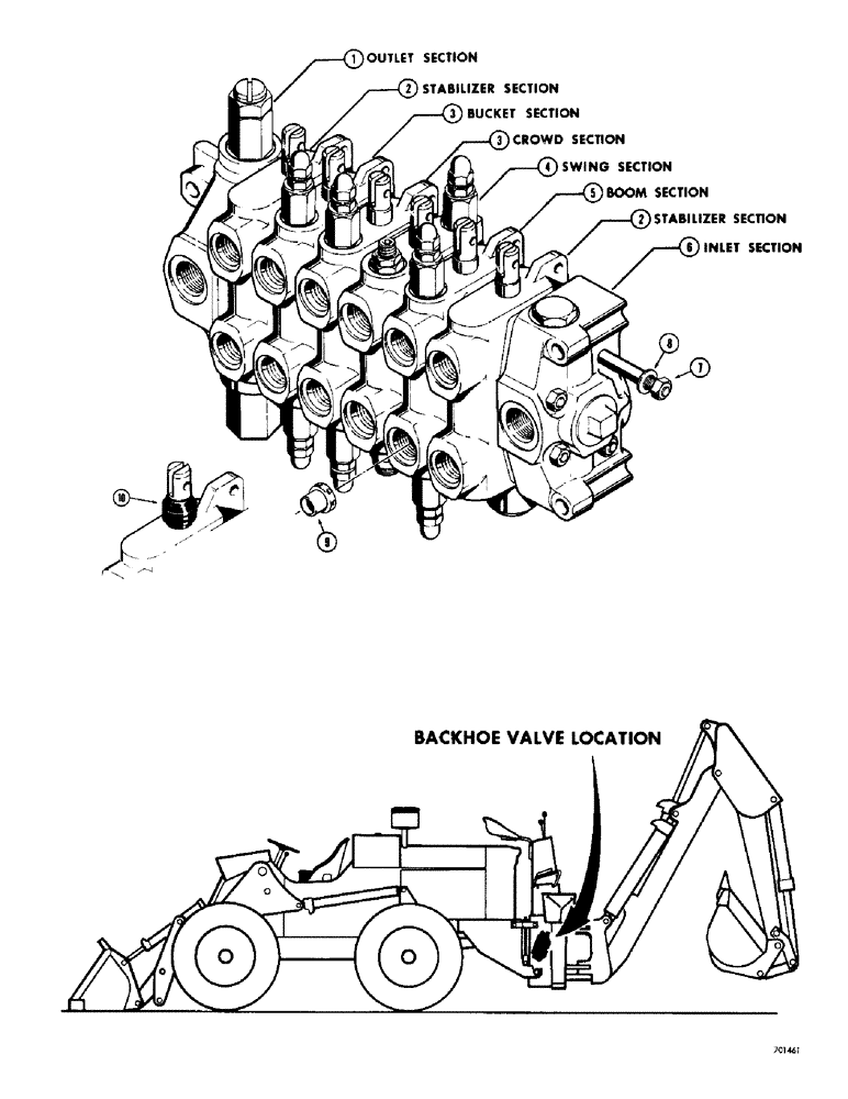 Схема запчастей Case 34 - (146) - D37928 AND D51321 BACKHOE CONTROL VALVE 