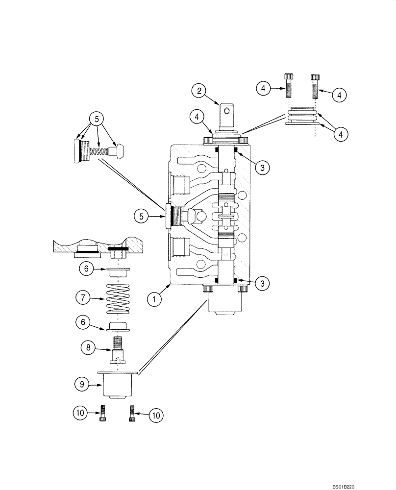 Схема запчастей Case 570NXT - (37.110.AC[07]) - 3 POINT HITCH, CONTROL VALVE SECTION (37) - HITCHES, DRAWBARS & IMPLEMENT COUPLINGS