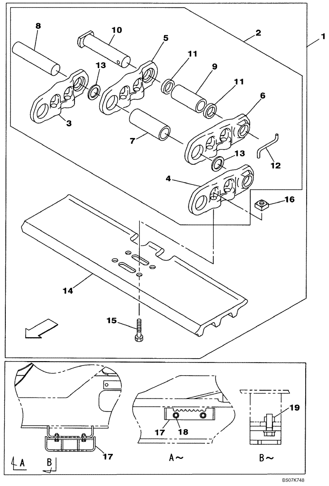 Схема запчастей Case CX225SR - (05-13) - TRACK CHAINS, 800 MM (31-1/2 IN) (11) - TRACKS/STEERING