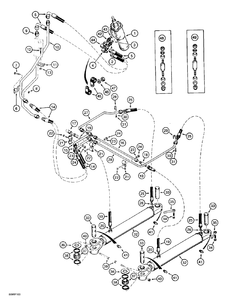 Схема запчастей Case 621B - (5-08) - STEERING HYDRAULIC CIRCUIT, STEERING CONTROL VALVE TO CYLINDERS (05) - STEERING