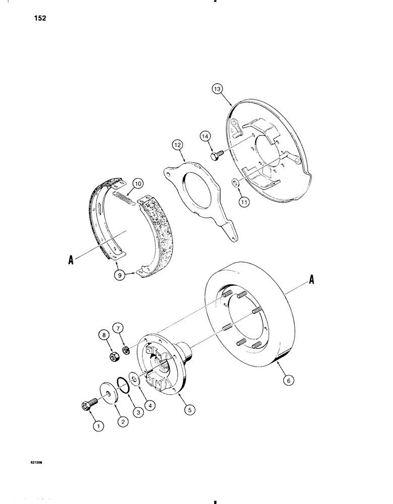 Схема запчастей Case W11 - (152) - TRANSMISSION, YOKE AND BRAKE (06) - POWER TRAIN