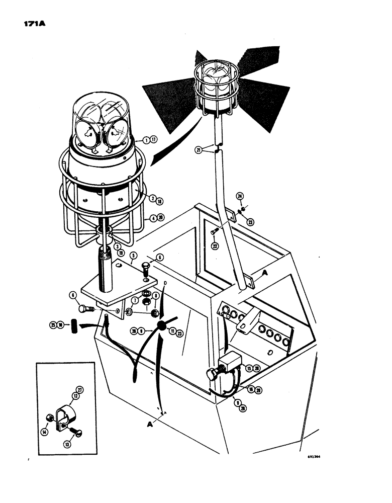 Схема запчастей Case W24 - (171A) - ROTATING BEACON, USED ON MODELS WITH CAB (04) - ELECTRICAL SYSTEMS