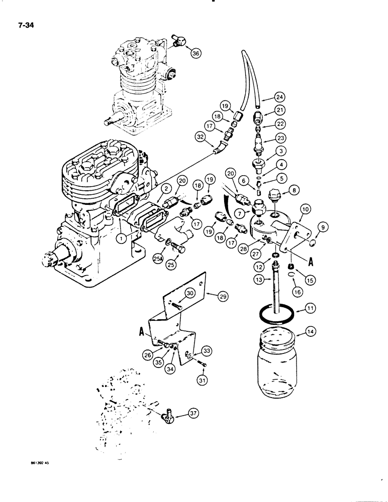 Схема запчастей Case W20C - (7-34) - ALCOHOL EVAPORATOR (07) - BRAKES