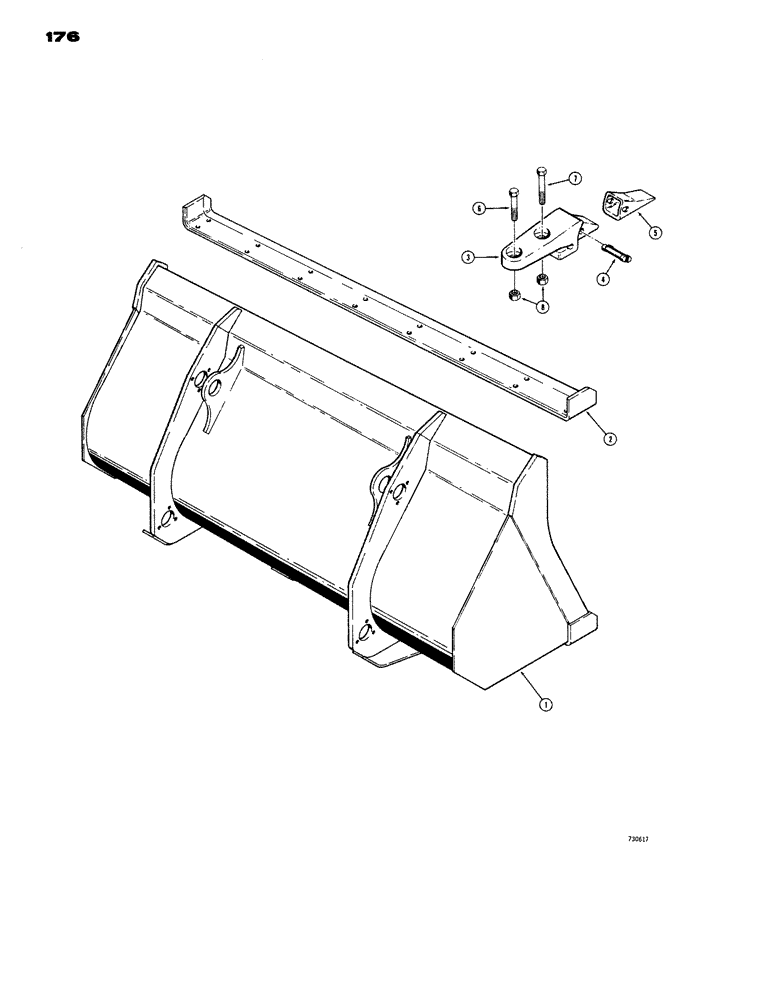 Схема запчастей Case W14 - (176) - LOADER BUCKETS, 1-1/4 CU. YD. BUCKET (84" WIDE) MACHINERY (09) - CHASSIS