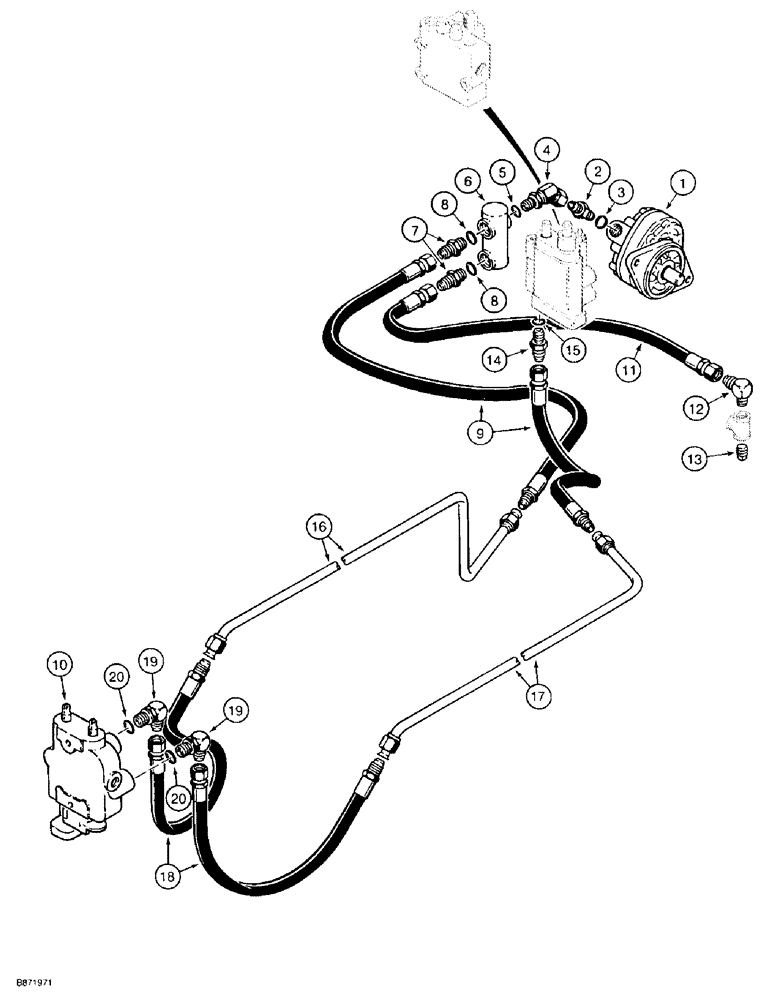 Схема запчастей Case TF300 - (8-18) - BACKFILL BLADE HYDRAULIC CIRCUIT, CONTROL VALVE SUPPLY AND (08) - HYDRAULICS