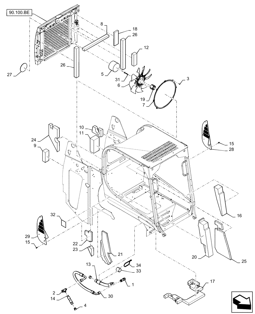 Схема запчастей Case TR270 - (90.105.CU[01]) - INSULATION, SOUNDPROOFING, CAB EURO (90) - PLATFORM, CAB, BODYWORK AND DECALS