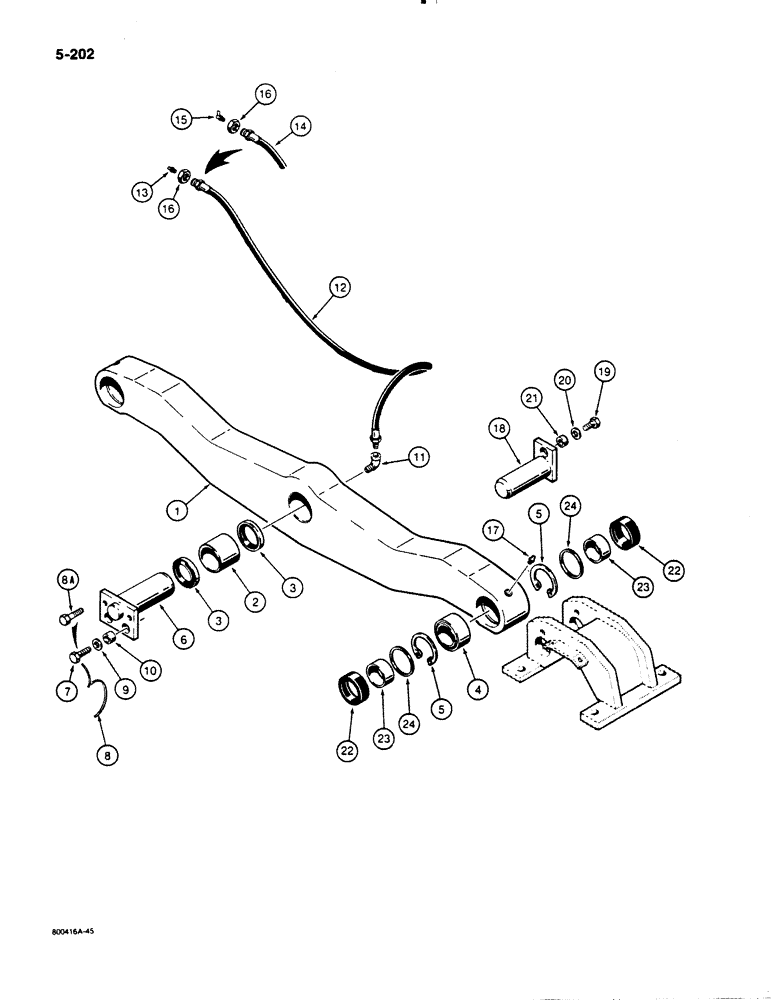 Схема запчастей Case 1450B - (5-202) - SUSPENSION SYSTEM - EQUALIZER BEAM, DOZER AND DRAWBAR MODELS (11) - TRACKS/STEERING