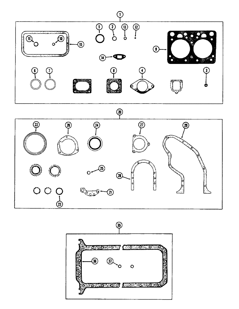 Схема запчастей Case 1150 - (024) - ENGINE GASKET KITS, (401) DIESEL ENGINE, VALVE GRIND GASKET (01) - ENGINE