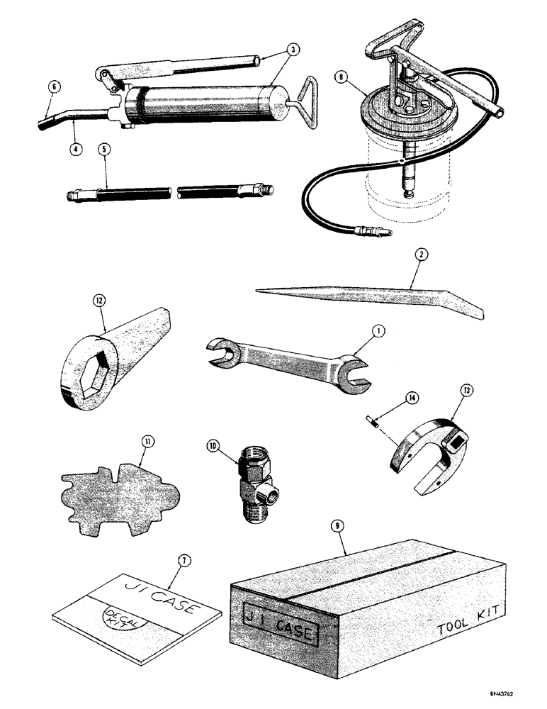 Схема запчастей Case 310F - (134) - TOOLS, GREASE GUN, AND DECALS (05) - UPPERSTRUCTURE CHASSIS