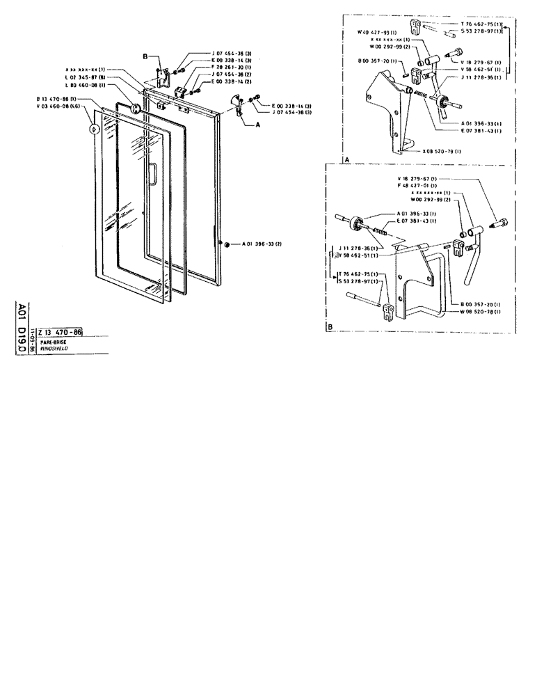 Схема запчастей Case 90BCL - (026) - WINDSHIELD (05) - UPPERSTRUCTURE CHASSIS