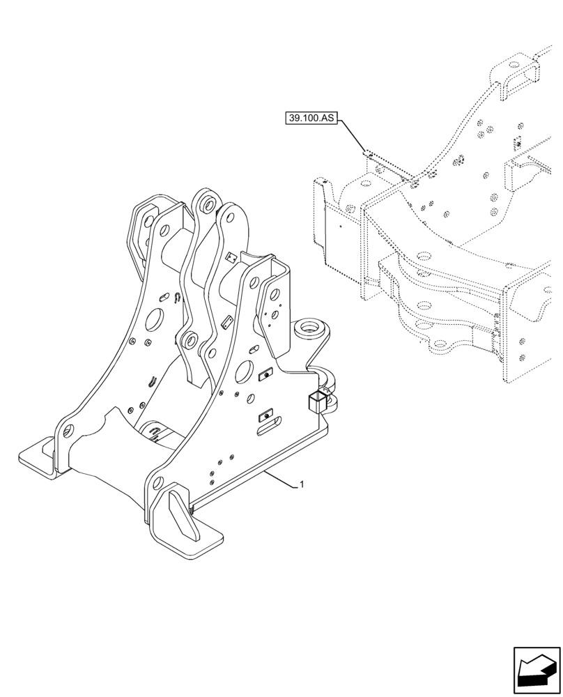 Схема запчастей Case 121F - (39.100.AY) - FRONT, FRAME (39) - FRAMES AND BALLASTING