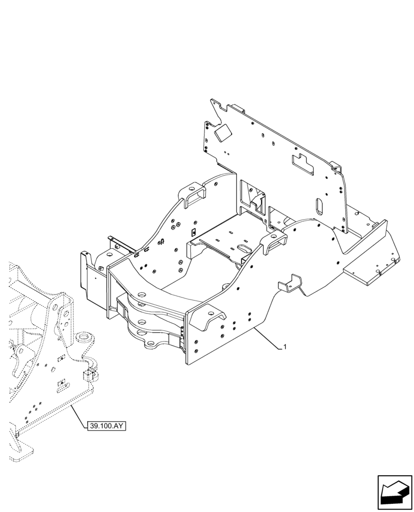 Схема запчастей Case 321F - (39.100.AS) - REAR, FRAME (39) - FRAMES AND BALLASTING