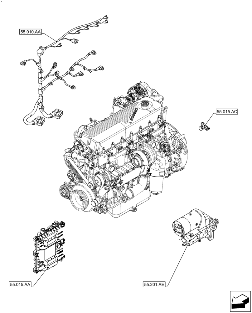 Схема запчастей Case F2CFE614F B005 - (00.000.55) - PICTORIAL INDEX - ELECTRICAL SYSTEMS (00) - GENERAL & PICTORIAL INDEX