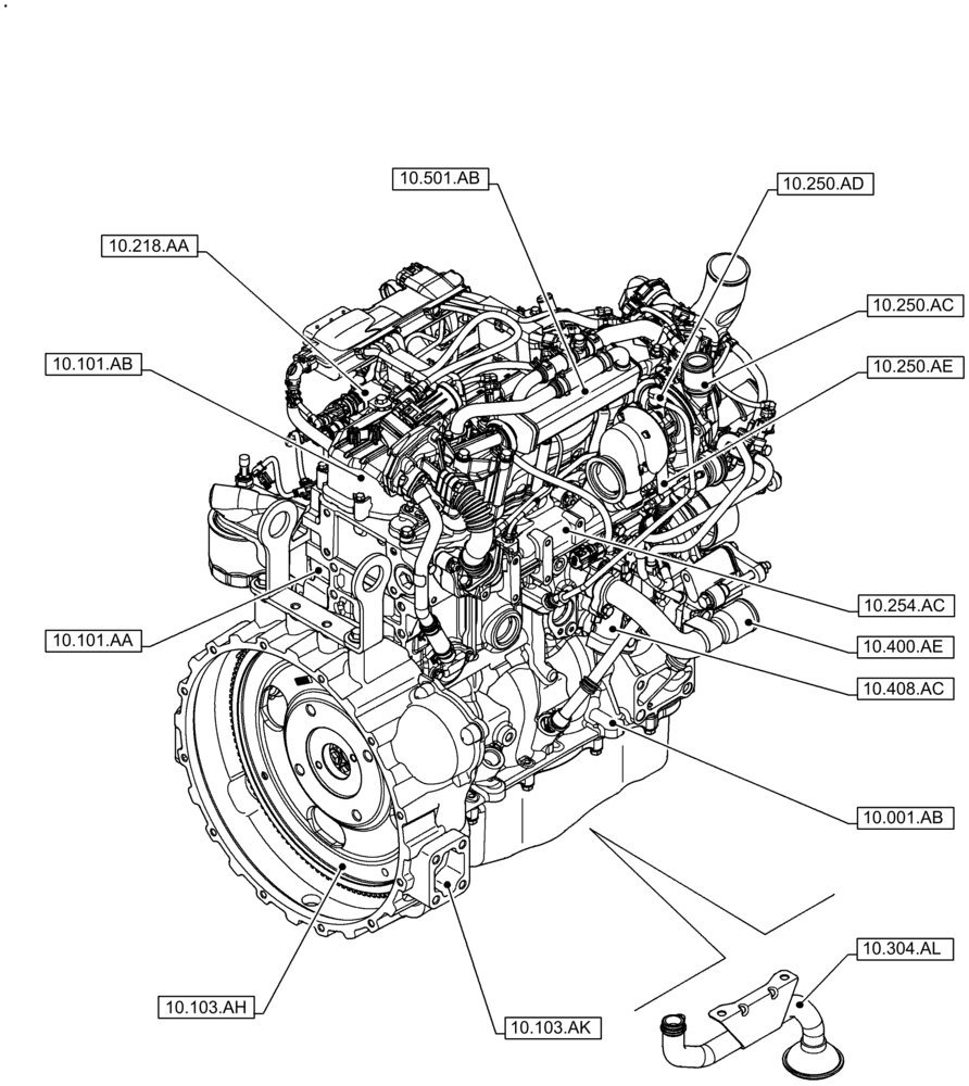 Схема запчастей Case F5HFL463C G001 - (10.000.00[02]) - SECTION INDEX, ENGINE (10) - ENGINE