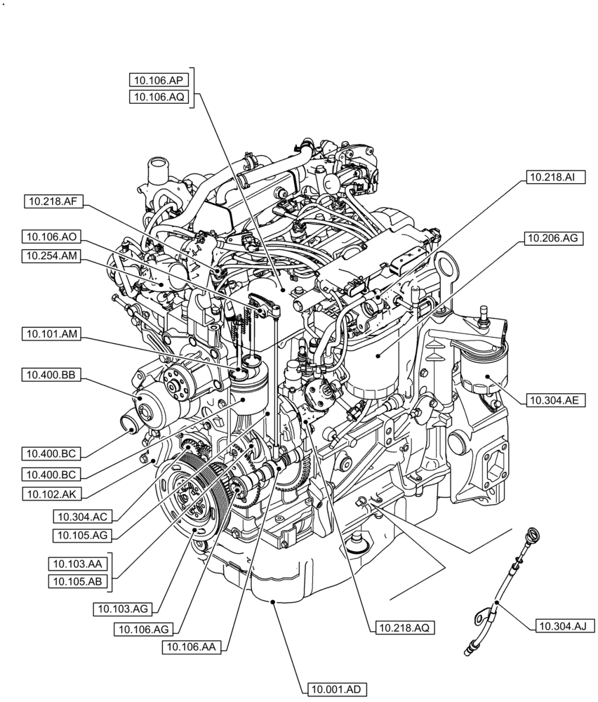 Схема запчастей Case F5HFL463A F006 - (10.000.00[01]) - SECTION INDEX, ENGINE (10) - ENGINE